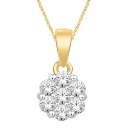 14K Yellow Gold 1/2 Ct.Tw. Diamond Flower Pendant - Larson Jewelers