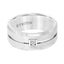 SHERWIN Center Grooved Brushed Finish White Tungsten Carbide Ring with Bevels and Round Diamond Set in a Square Bezel by Triton Rings - 9mm - Larson Jewelers