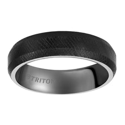 DION Beveled Black Tungsten Ring with Florentine Finish by Triton Rings - 6 mm - Larson Jewelers