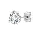 Single 14k White Gold 3-Prong Solitaire Martini Stud Earring with Round Lab Grown Diamond