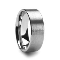 Music Code Engraved Flat Pipe Cut Tungsten Ring Brushed - 6mm - 12mm