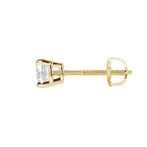 Single 14K Yellow Gold 3-Prong Solitaire Basket Stud Earring with Lab-Grown Diamond