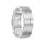 LOVE LIGHT 14k White Gold Wedding Band Dual Linear Grooved Center Brushed Finish Flat Edges by Artcarved - 7 mm - Larson Jewelers