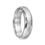 14k White Gold Wedding Band Hammered Brushed Center Finish Domed Polished Edges - 6 mm - Larson Jewelers