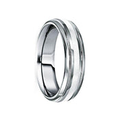 BLANDUS White Gold Inlaid Tungsten Carbide Wedding Band - 6mm - Larson Jewelers