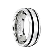 FABIUS Tungsten Carbide Domed Wedding Band with Black Enamel Inlay - 8mm - Larson Jewelers