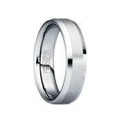 REGULUS Satin Raised Tungsten Band with Polished Beveled Edges - 6mm & 8mm - Larson Jewelers