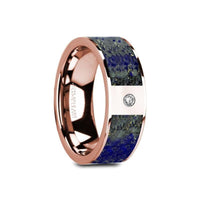 GALLUS Flat 14K Rose Gold with Blue Lapis Lazuli Inlay & White Diamond Setting - 8mm - Larson Jewelers