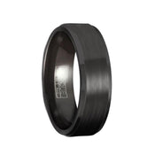 PISTON Torque Black Cobalt Wedding Band Brushed Center with Polished Round Edges - 7 mm - Larson Jewelers