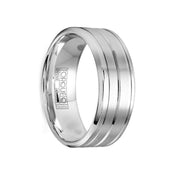 JAGO Grooved Brushed Cobalt Wedding Band with Polished Edges - 8mm - Larson Jewelers