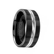 SHULK Torque Black Cobalt Wedding Band Brushed Finish Center Accent Polished Edges - 9 mm - Larson Jewelers