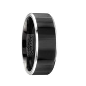 YAMAZAKI Torque Black Cobalt Wedding Band Polished Finish Center Beveled Edges - 7 mm & 9 mm - Larson Jewelers