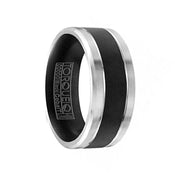 Torque Black Cobalt Flat Wedding Band Matte Finish Beveled Brushed Edges - 9 mm - Larson Jewelers