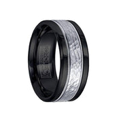 Black Cobalt Men’s Wedding Ring with Hammered 14k White Gold Inlay - 9mm - Larson Jewelers