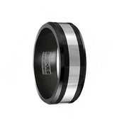 Tungsten Carbide Two-Toned Wedding Band with Polished White Ceramic Inlay - 8mm - Larson Jewelers