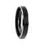 ASTON Black Brushed Center Tungsten Ring with Polished Beveled Edges - 4mm - 10mm