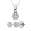 Sterling Silver 1/4 Ct.Tw. Diamond Flower Jewelry Set - Larson Jewelers