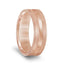 14k Rose Gold Brushed Finish Men’s Concave Wedding Band with Double Milgrain Edges - 6.5mm - Larson Jewelers