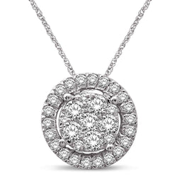 14K White Gold 3/4 Ct.Tw. Diamond Flower Pendant - Larson Jewelers