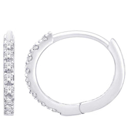 10K White Gold 1/10 Ct.Tw. Diamond Hoop Earrings - Larson Jewelers