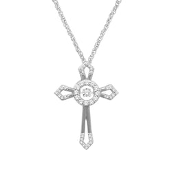 10K White Gold 1/4 Ct.Tw.Moving Diamond Cross Pendant - Larson Jewelers