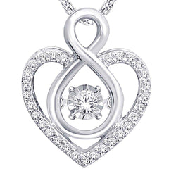 10K White Gold 1/6 Ct.Tw. Moving Diamond Heart Pendant - Larson Jewelers