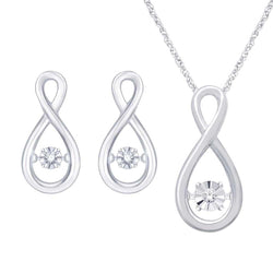 Sterling Silver Moving Diamond Accent Pendant & Earrings Set - Larson Jewelers