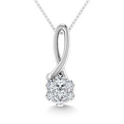 Diamond 1/6 Ct.Tw. Cluster Pendant in 10K White Gold - Larson Jewelers