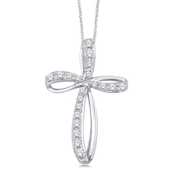 10K White Gold 1/5 Ct.Tw. Diamond Cross Pendant - Larson Jewelers