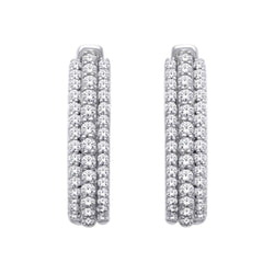 14K White Gold 1/2 Ct.Tw. Diamond Hoop Earrings - Larson Jewelers