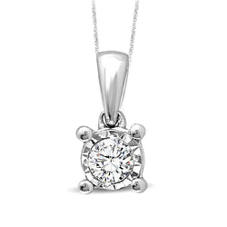 10K White Gold 1/20 Ct.Tw.Diamond Solitaire Pendant - Larson Jewelers