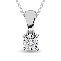 10K White Gold 1/6 Ct.Tw.Diamond Solitaire Pendant - Larson Jewelers