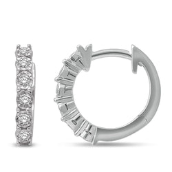 10K White Gold 1/2 Ct.Tw.Diamond Huggie Earrings - Larson Jewelers