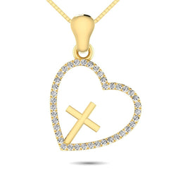 Diamond 1/10 Ct.Tw. Heart Pendant in 10K Yellow Gold - Larson Jewelers