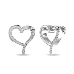 10K White Gold 1/20 Ct.Tw.Diamond Heart Earrings - Larson Jewelers