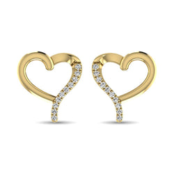 10K Yellow Gold 1/20 Ct.Tw.Diamond Heart Earrings - Larson Jewelers