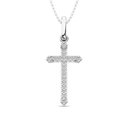 10K White Gold 1/20 Ct.Tw.Diamond Cross Pendant - Larson Jewelers