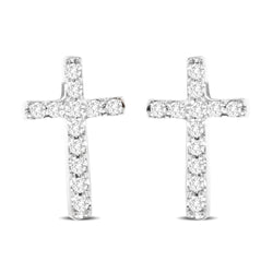 10K White Gold Diamond Accent Cross Earrings - Larson Jewelers