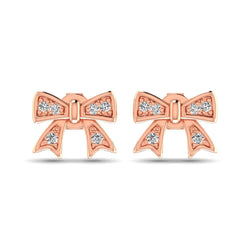 10K Rose Gold Diamond Accent Bow Earrings - Larson Jewelers