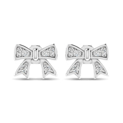 10K White Gold Diamond Accent Bow Earrings - Larson Jewelers