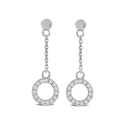 10K White Gold 1/20 Ct.Tw.Diamond Circle Drop Earrings - Larson Jewelers