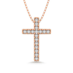 14K Rose Gold Diamond 1/10 Ct.Tw. Cross Pendant - Larson Jewelers