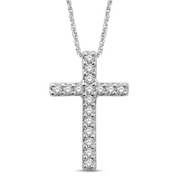 14K White Gold 1/10 Ct.Tw.Diamond Cross Pendant - Larson Jewelers