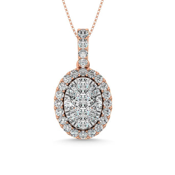 Diamond 5/8 Ct.Tw. Cluster Pendant in 14K Rose Gold - Larson Jewelers