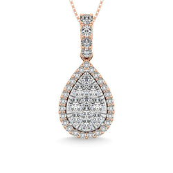 Diamond 5/8 Ct.Tw. Cluster Pendant in 14K Rose Gold - Larson Jewelers