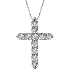 10K White Gold 1/10 Ct.Tw.Diamond Cross Pendant - Larson Jewelers