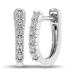 10K White Gold 1/5 Ct.Tw.Diamond Hoop Earrings - Larson Jewelers