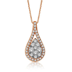 14K Rose Gold 3/4 Ctw Diamond Tear Drop Fashion Pendant - Larson Jewelers