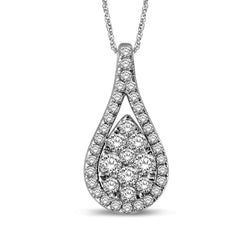 14K White Gold 3/4 Ctw Diamond Tear Drop Fashion Pendant - Larson Jewelers