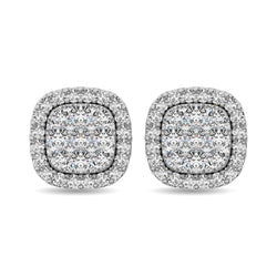 Diamond 5/8 Ct.Tw. Cluster Stud Earrings in 14K White Gold - Larson Jewelers